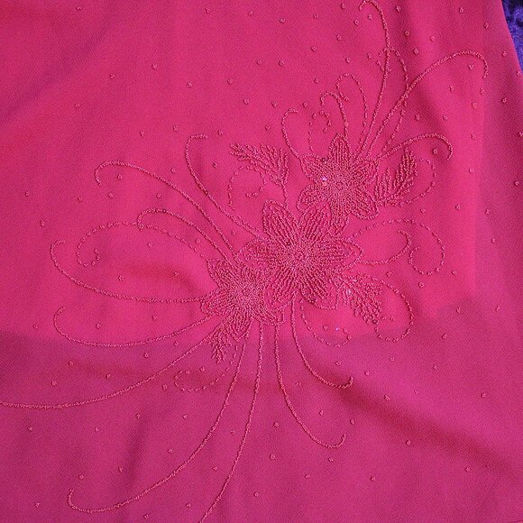 'Michael K.' red double lined floral embroidery pull on knee length skirt - Picture 2 of 4